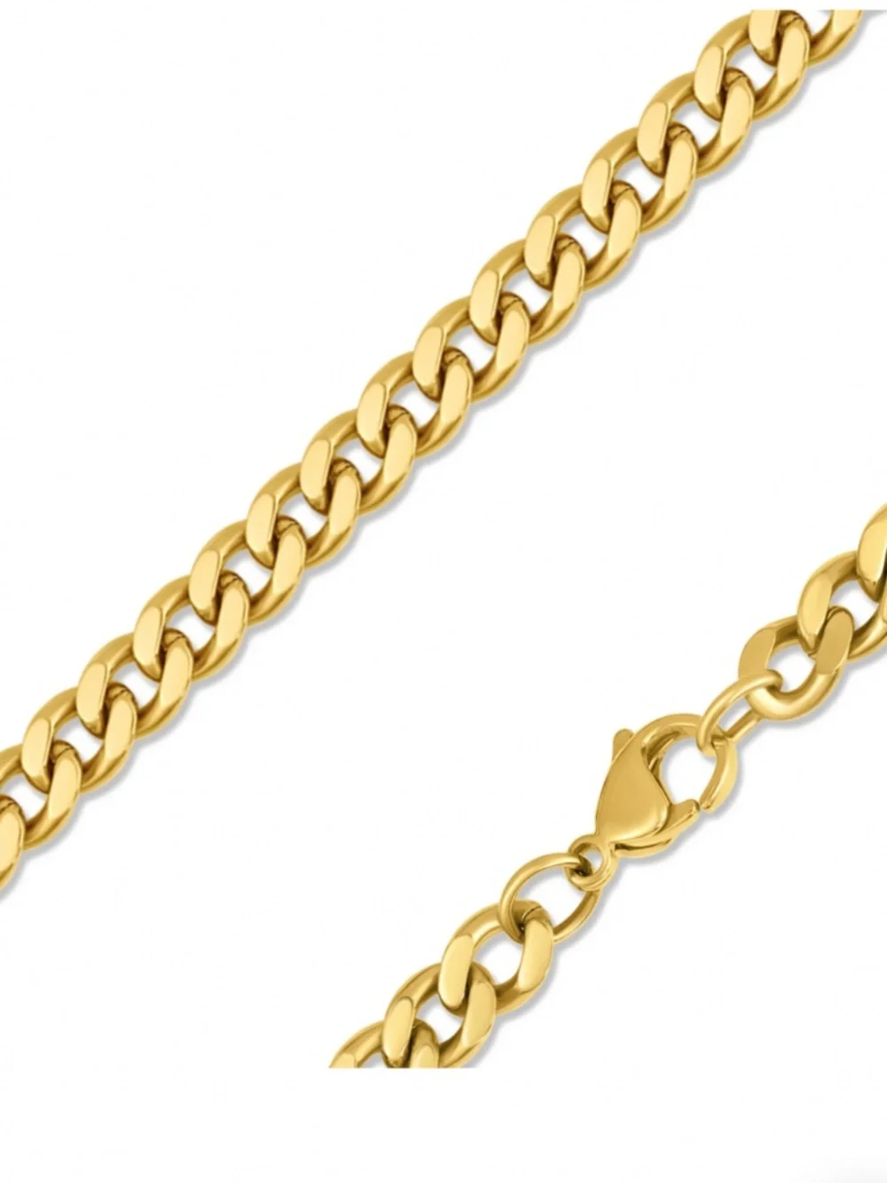 18K Gold PVD Stainless Steel Diamond Cut Curb Chain Necklace 5mm
